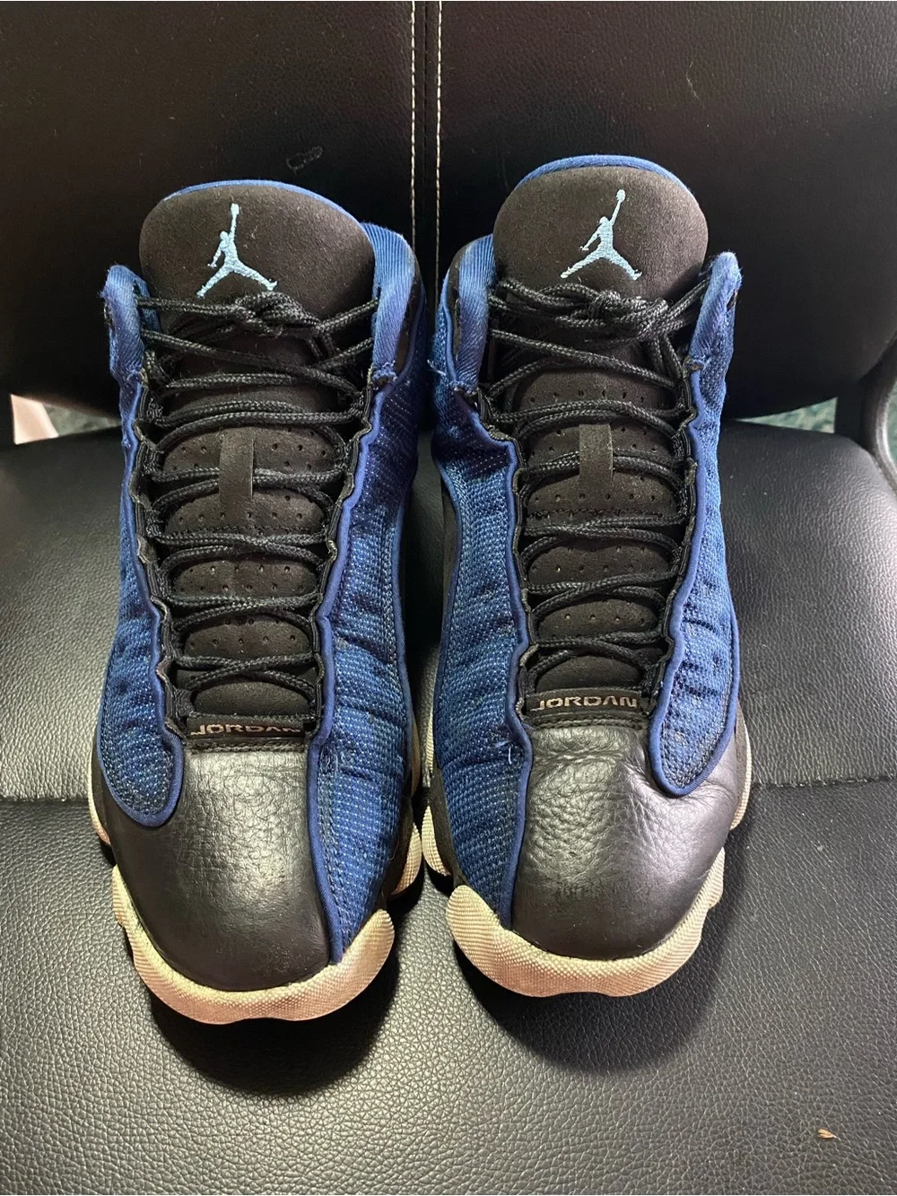 Air Jordan 13 Retro Brave Blue and Black Basketball Sneakers Size 8.5